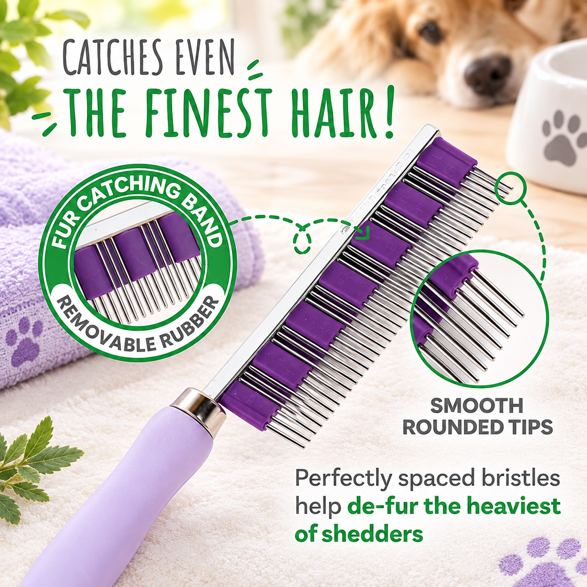 Gentle Pet Deshedding & Detangling Comb
